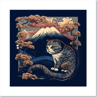 Cat with a View: Enjoying Mount Fuji in Japan Posters and Art